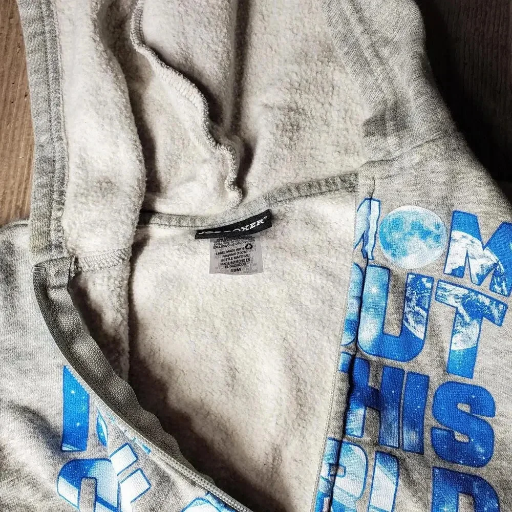 Joe Boxer Gray and Blue Size 18m Toddler Boy Fleece-Lined Zip-Up Hoodie
